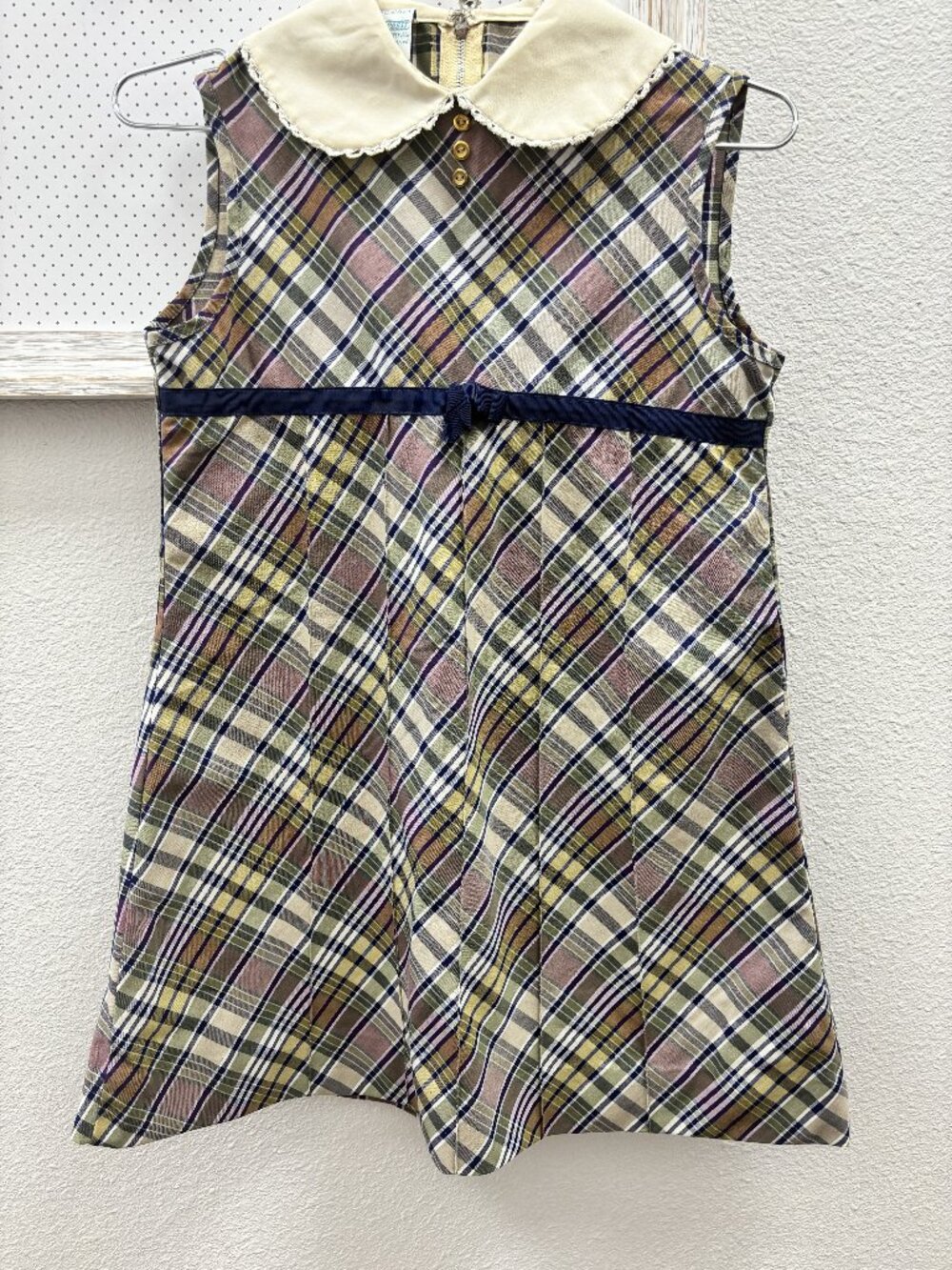 Vintage Carol Evans Penney’s Girls Size 12 Plaid Dress Peter Pan Collar Mod
